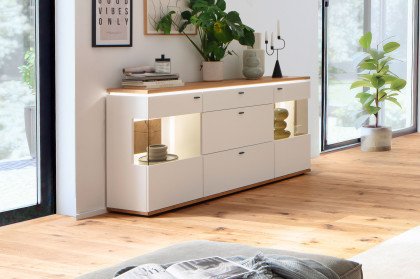 Matadi von MCA - Sideboard in Soft white mit Ast-/ Balkeneiche