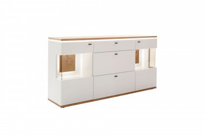 Matadi von MCA - Sideboard in Soft white mit Ast-/ Balkeneiche