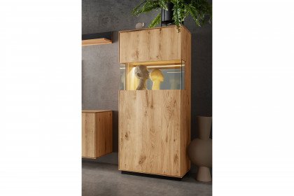 Lugano-living von TPT Möbel - Highboard mit Glasausschnitt aus Wildeiche