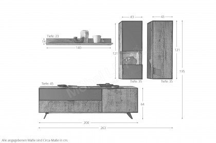 Lugano-living von TPT Möbel - Wohnwand vierteilig aus Wildeiche natur geölt