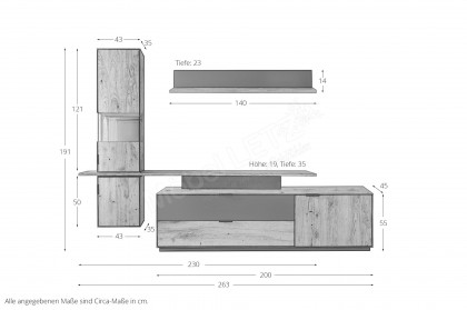 Lugano-living von TPT Möbel - Wohnwand fünfteilig aus Wildeiche