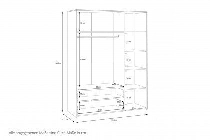 Culgoa von Forte - Kombi-Kleiderschrank mit 3 Türen & 2 Schubladen weiß - Eiche