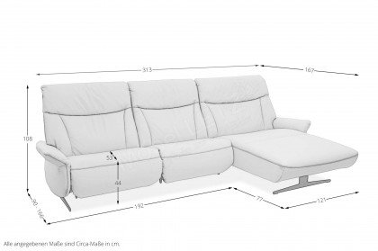 Varia 4473 von MONDO - Ledersofa Ausführung rechts nebel