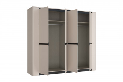 Vodol-sleeping von Forte - 4-türiger Kleiderschrank ca. 240 cm breit sand - schwarz