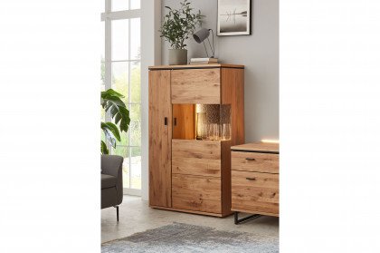 Tunis von IDEAL Möbel - Highboard Asteiche mit Eckverglasung