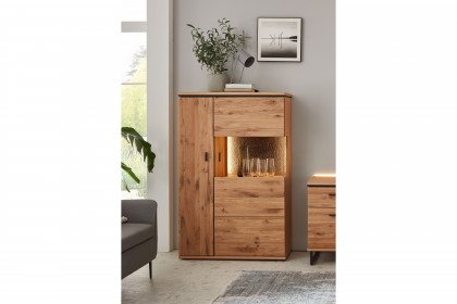 Tunis von IDEAL Möbel - Highboard Asteiche mit Eckverglasung