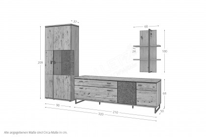 Tunis von IDEAL Möbel - Wohnwand in Asteiche mit Stein-Akzenten