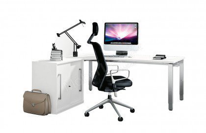 Techno von Röhr-Bush - Schreibtisch mit Anbauschrank weiß