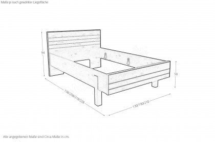 Incasa Ranura von Decker - Massivholzbett 120 x 200 cm mit Holzfüßen