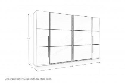 Denver von set one by Musterring - Kleiderschrank ca. 312 cm breit weiß - graphit