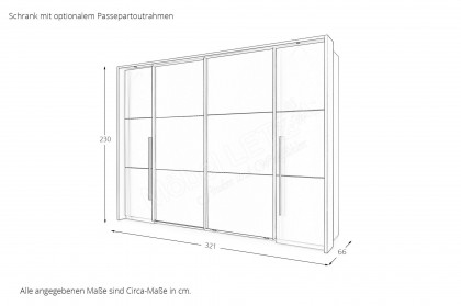 Denver von set one by Musterring - Kleiderschrank ca. 312 cm breit weiß - graphit