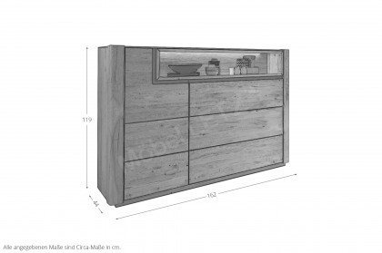 Aruba von SKALIK - Highboard Eiche massiv natur geölt/ schwarz