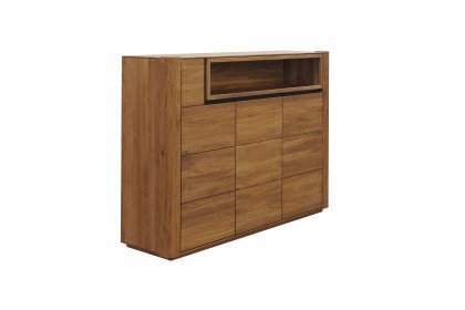 Aruba von SKALIK - Highboard Eiche massiv natur geölt/ schwarz