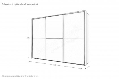 Henderson von set one by Musterring - Kleiderschrank 300 weiß - Spiegel