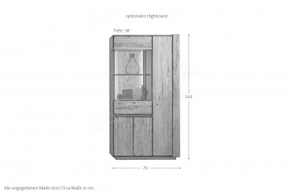 Aruba von SKALIK - Vitrine aus massiver Eiche natur geölt