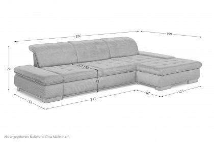 Santa Fe von Poco - Sofaecke rechts grau