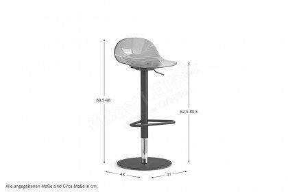 Academy von connubia by calligaris - Tresenstuhl durchsichtig, höhenverstellbar