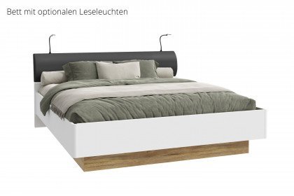 Mayacus von Forte - Doppelbett 180x200 cm weiß - Mauvella-Oak