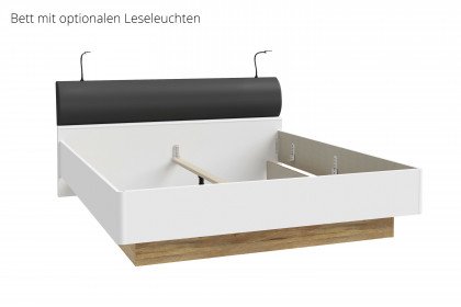 Mayacus von Forte - Doppelbett 180x200 cm weiß - Mauvella-Oak