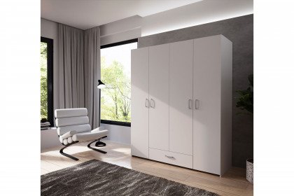 Econobox 1 von Forte - Kleiderschrank ca. 55 cm tief weiß 4-türig mit 1 Schubkasten