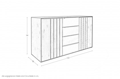 InCasa Ranura von Decker - Schlafzimmer-Kommode mit 4 Schubladen & 2 Türen