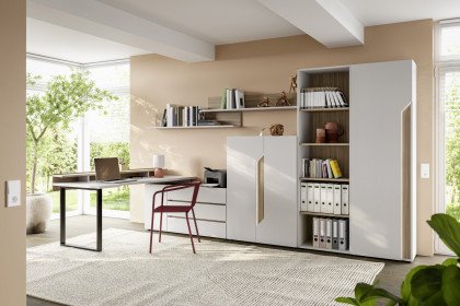 ZE+ von Rudolf - Home-Office 4-teilig hellgrau - Nussbaum natur