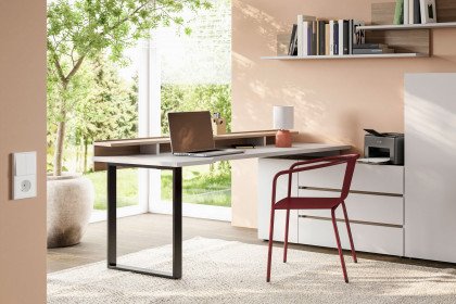 ZE+ von Rudolf - Home-Office 4-teilig hellgrau - Nussbaum natur