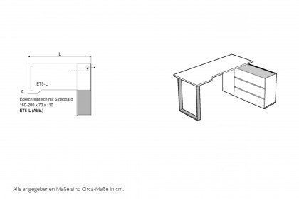 ZE+ von Rudolf - Home-Office 4-teilig hellgrau - Nussbaum natur