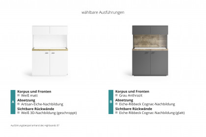 Lancaster von set one by Musterring - Highboard in mattem Weiß mit Beleuchtung