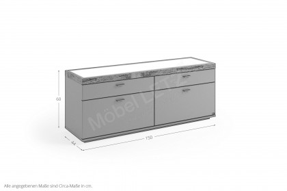 Lancaster von set one by Musterring - Lowboard grau anthrazit mit Glasdeckblatt