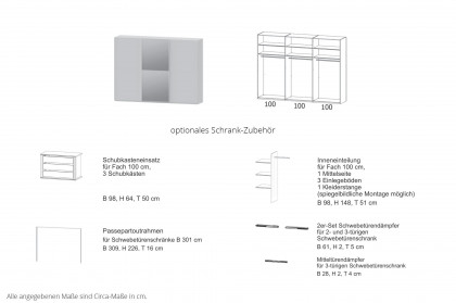 Henderson von set one by Musterring - 3-türiger Schweber graphit - Spiegel