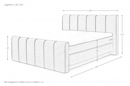 Fairfield von set one by Musterring - Boxspringbett mit Bettkasten KT2 charcoal