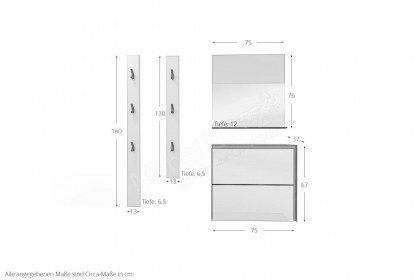 MO&MA von Munari - Garderobe in Glas Weiß/ Keramik zement