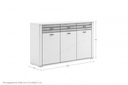 Mantena von MCA - Sideboard in Modern white mit Viking Oak