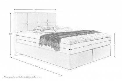 Asetto von vito - Boxspringbett 140 Play in Anthrazit