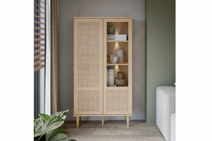 Calasetta von Forte - Vitrine in Elegancia Oak/ Polyrattan