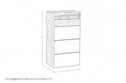 Valpin sleeping von Voglauer - Highboard 64 mit 5 Fächern Eiche - Glas anthrazit