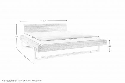 Balkenbett 22 von TPT Möbel - Massivholzbett mit Metall-Holz-Kufe