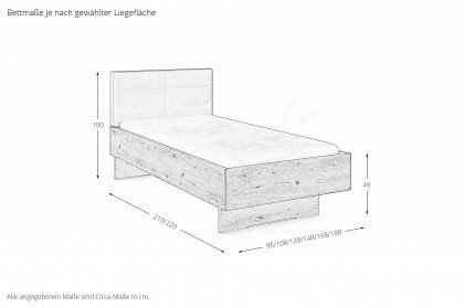 Cherie von vito - Bett 100x200 cm mit Polsterkopfteil