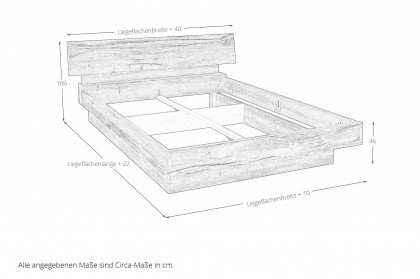 Valpin sleeping von Voglauer - Sockelbett 140x200 cm Eiche Altholz mit Holzkopfteil