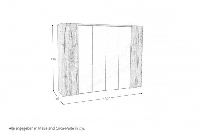 Valpin sleeping von Voglauer - Falt-Drehtürschrank ca. 300 cm breit Eiche - Glas anthrazit