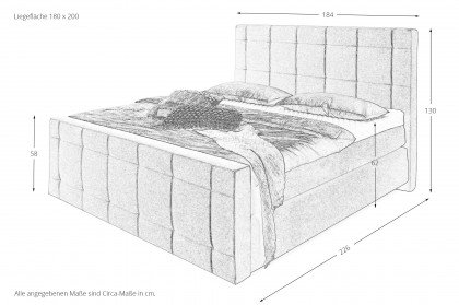 Somo von vito - Boxspringbett Magnum in Hellgrau mit Fußteil