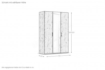 Vaiana von Rauch Black - Kleiderschrank Asteiche teilmassiv - Spiegel