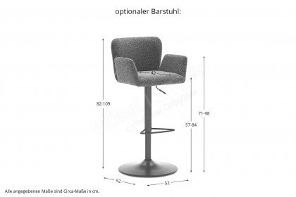 Salinas von set one by Musterring - Bartisch ca. 105 cm hoch