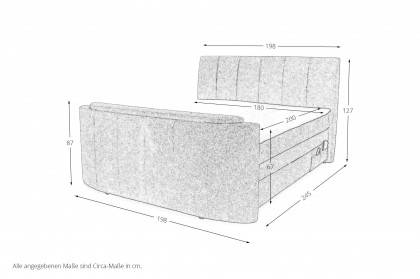 Bel Air von Jockenhöfer - Boxspringbett dunkelgrau mit TV-Halterung