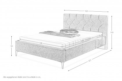 Leni von Jockenhöfer - Polsterbett 140 grau-braun