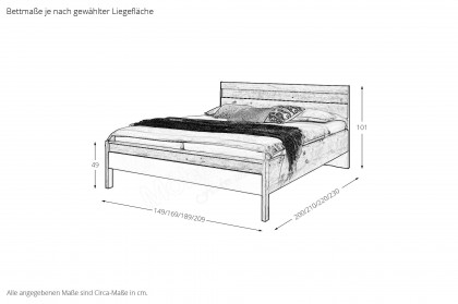 Aride von Mondo - Bett 180x200 cm Balkeneiche Furnier