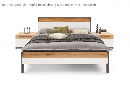 Joline von Musterring - Doppelbett 180x200 cm weiß - Wildeiche - Spaltholz