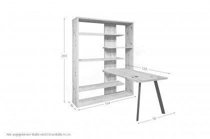 Sky von Mäusbacher - Schreibtisch mit Regal in Asteiche Nachbildung