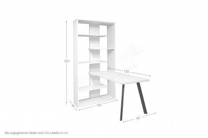 Sky von Mäusbacher - Schreibtisch in Weiß matt Lack mit Regal